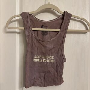 Ribbed Tank Top "Save a Horse Ride a Cowboy" - Mauve